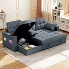HOMCOM - Canapé-lit gigogne avec ports USB et rangement pour chaise longue - gris foncé-Ports USB-A et USB-C intégrés, rechargez vos appareils tout en vous détendant 
