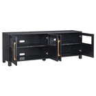Hudson&Canal - Meuble TV Holbrook pour téléviseurs jusqu'à 75" - Grain noir-Nettoyer avec un chiffon doux et sec, sans produits chimiques agressifs ni produits de nettoyage abrasifs