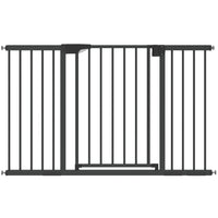 PawHut - Barrière pour bébé 30 po-51 po, barrière pour animaux avec 2 kits d’extension, fermeture automatique - noir-Barrière pour animaux certifiée, convient aux ouvertures de 29,9 po à 50,8 po (76-129 cm) avec une hauteur de 29,9 po (76 cm), protège les bébés et les animaux domestiques à la maison 