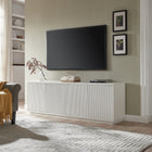 Hudson&Canal - Meuble TV Hanson pour téléviseurs jusqu'à 75" - Blanc-Fabriqué à partir de matériaux robustes en MDF et PVC dans une finition blanche artisanale