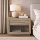 Manhattan Comfort - Table de nuit contemporaine Soren 32" à 1 tiroir - Chêne naturel-Table de nuit moderne avec tiroir sans poignée pour une esthétique épurée et minimaliste
