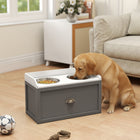PawHut - Grandes gamelles surélevées pour chien avec rangement, support de gamelle surélevé - gris-Le design surélevé de la gamelle aide à réduire la tension du cou et des articulations chez les grands chiens pendant les repas 