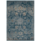 Modway - Cynara Médaillon vintage floral vieilli Tapis de 5 pi l x 8 pi L - Bleu argenté, sarcelle et beige-Tapis de zone Medallion floral vieilli usé