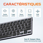 Delton - Ensemble clavier et souris sans fil portable/de voyage/compact N35 - argent-Ce clavier Bluetooth est doté de touches résistantes et souples, conçues pour une utilisation prolongée tout en offrant une expérience de frappe confortable.