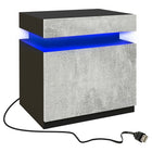 HOMCOM - Table de chevet avec lumières LED - gris ciment-Fonctionne bien comme table de chevet, table d’appoint pour canapé ou petit organiseur pour les petites pièces 