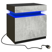 HOMCOM - Table de chevet avec lumières LED - gris ciment-Fonctionne bien comme table de chevet, table d’appoint pour canapé ou petit organiseur pour les petites pièces 