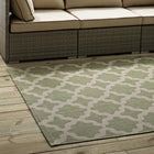 Modway - Cerelia Treillis marocains intérieurs et extérieurs Tapis de 5 pi l x 8 pi L - Beige et vert clair-Dessous en caoutchouc de prise