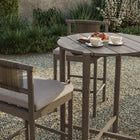 Modway - Eleni 3 pièces Terrasse extérieure Bois de teck Bar Set - Caillou gris vieilli-Coussins amovibles en mousse pare-soleil