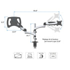 ShoppingAll Support à bras entièrement réglable pour deux écrans et adaptateur pour ordinateur portable - Blanc-Conçu avec des bras amovibles et un système de ressort à gaz pneumatique, il offre une grande flexibilité dans le positionnement de vos écrans