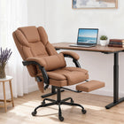 HOMCOM - Fauteuil de bureau avec massage - chaise de bureau inclinable - marron-Mousse épaisse à haute résilience assure une assise confortable et soutenue 