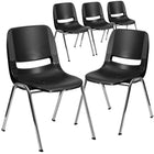 Chaise coquille noire pour enfants ergonomique et empilable de la série HERCULES avec hauteur de siège de 14 po.-Ensemble de 5 chaises empilables polyvalentes