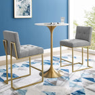 Modway - Privy Acier inoxydable doré Tissu rembourré Tabouret de comptoir - Or gris clair - Ensemble de 2-Tissu polyester doux pour tissu