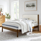 Modway - Olea Bois massif Boucle à touffes de canal Lit de plateforme King, Noyer plume-Pattes rondes de pilier