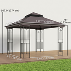 Outsunny - Pavillon de terrasse à toit souple 10 pi l x 10 pi L - café-Trous de drainage pour éviter l’accumulation d’eau sur le dessus
