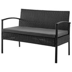 Manhattan Comfort - Ensemble de conversation moderne Noli pour patio, 4 personnes, avec table basse - Noir et gris - Ensemble de 4-Structure en acier enveloppée de rotin en PVC parfaite pour l'extérieur