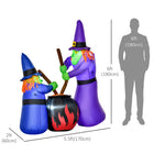 HOMCOM - 5 - 5 pieds gonflable colouré Halloween 2 sorcières affichage LED extérieur cour-Livré avec tout le matériel/accessoires nécessaires, y compris 1 ventilateur interne, 8 piquets, 4 attaches et un sac de sable 