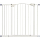 PawHut - Barrière pour chien avec porte, double verrouillage, 29 po-37 po l x 31 po H, pour portes, couloirs, escaliers - blanc-La porte se referme automatiquement si elle reste ouverte entre un angle de 30° et 90° 