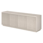 Hudson&Canal - Meuble TV Hanson pour téléviseurs jusqu'à 75" - Blanc aulne-Le dessus a une capacité de poids de 75 lb, les étagères inférieures peuvent supporter 25 lb chacune