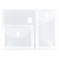 JAM Paper Enveloppes à 3 pochettes avec fermeture à velcro, 9 3/4 x 13 po, transparent, 12/paquet-Transparent