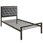 Modway - Mia Tissu Lit simple, Brun Gris-Cadre de lit à plateforme avec tête de lit