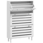HOMCOM - Armoire à chaussures avec étagères réglables - blanc-Conception compacte, idéale pour les petites entrées, couloirs ou tout espace étroit 