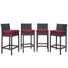 Modway - Convene 4 pièces Terrasse extérieure Coffret de pub - Espresso Rouge-Tissage en rotin synthétique