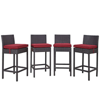 Modway - Convene 4 pièces Terrasse extérieure Coffret de pub - Espresso Rouge-Tissage en rotin synthétique
