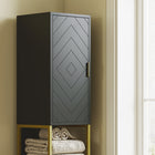 Kleankin - Armoire colonne de salle de bain autoportante 67 po H - noir-Couleur : Noir, Or 