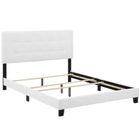 Modway - Amira Tissu rembourré Lit Queen, Blanc-Cadre de lit à plateforme avec tête de lit