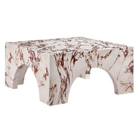 Modway - Valen Intérieur - Terrasse extérieure Béton voûté Table basse - Marbre rouge-Conception voûtée unique