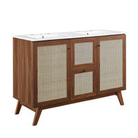 Modway - Soma 48" Meuble de salle de bain à double lavabo - Blanc noyer-MDF et panneau de particules