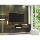 Manhattan Comfort - Centre de divertissement flottant Vernon 62,99 po style mid-century moderne - Brun rustique-Supports pour monter la télévision sur panneau inclus