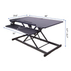 Rehausseur de bureau électrique Rocelco 46" avec prise secteur, chargeur USB et grand clavier Tracy - Noir-Livré avec un plateau pour clavier amovible de 35 po x 10 po.