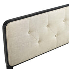 Modway - Collins Touffe Tissu et bois Tête de lit King, Noir beige-Bouton touffé