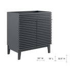 Modway - Render 30" Armoire de toilette de salle de bain (lavabo non inclus) - Gris-Étagère de rangement réglable