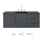 Modway - Vitality 48" Armoire de lavabo de salle de bain compatible double ou simple (non inclus) - Gris-Portes à fermeture douce