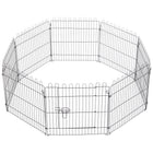 PawHut - Parc à chiens 8 panneaux pour intérieur et extérieur - 24 po H-Le parc de jeux à revêtement noir offre une protection durable contre les éléments extérieurs