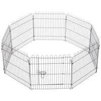 PawHut - Parc à chiens 8 panneaux pour intérieur et extérieur - 24 po H-Le parc de jeux à revêtement noir offre une protection durable contre les éléments extérieurs