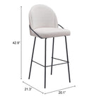 Zuo - Jambi Tabouret de bar - Ivoire - Ensemble de 2-Dimensions: 21,3 po L x 20,1 po L x 42,9 po H