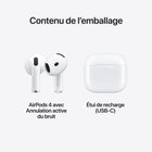 Apple - AirPods 4 avec Annulation active du bruit-Autonomie Longue Durée - Lorsque l'Annulation active du bruit est activée, vous obtenez jusqu'à 4 heures d'écoute par charge et jusqu'à 20 heures avec l'étui de recharge. En la désactivant, le total monte jusqu'à 30 heures