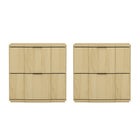 Manhattan Comfort - Table de nuit Clive 22" style mid-century moderne à 2 tiroirs - Naturel et Noir-9