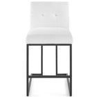 Modway - Privy Acier inoxydable noir Tissu rembourré Tabouret de comptoir - Noir Blanc-Aucune assemblée requise