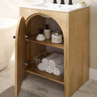 Modway - Appia 24" Vanette de salle de bain - Oak White-Bassin d’évier en céramique blanche