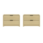Manhattan Comfort - Ensemble de 2 tables de nuit modernes Grace 28" - chêne naturel et noir-Table de nuit moderne pour chambre et salon lot de 2
