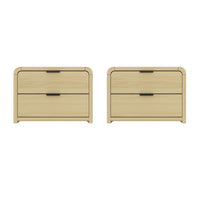 Manhattan Comfort - Ensemble de 2 tables de nuit modernes Grace 28" - chêne naturel et noir-Table de nuit moderne pour chambre et salon lot de 2