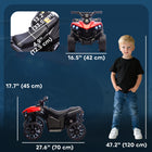 Qaba - Véhicule tout-terrain pour enfants 4 roues, alimenté par batterie 6V, avec musique et phares à DEL - rouge-Matériau : Métal, PP 