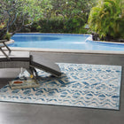 Modway - Reflect Treillis marocains Tamako Diamond et Chevron Tapis intérieur / extérieur de 5 pi l x 8 pi L - Ivoire et bleu-Tapis durable d’intérieur et d’extérieur