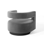 Modway - Spin Coupe Performance Velvet Fauteuil pivotant - Gris-Base en fer noir mat texturé