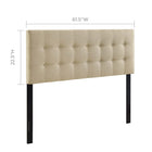Modway - Emily Tissu rembourré Tête de lit Queen, Beige-Convient aux lits queen size