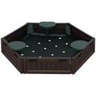 Outsunny - Bac à sable hexagonal d'extérieur pour enfants avec couvercle - 120 cm - Marron-Peut être modifié en différentes formes, telles que l'hexagone ou le rectangle 